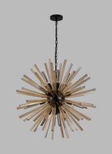 Harris 16 Light E27, Round Pendant Matt Black / Champagne Gold Glass