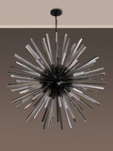 Harris 32 Light E27, Round Pendant Matt Black / Smoke Glass, Item Weight: 30kg