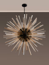 Harris 32 Light E27, Round Pendant Matt Black / Champagne Glass, Item Weight: 30kg