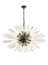 Harris 32 Light E27, Oval Pendant Matt Black / Clear Glass, Item Weight: 25kg