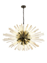 Harris 32 Light E27, Oval Pendant Matt Black / Champagne Glass, Item Weight: 25kg