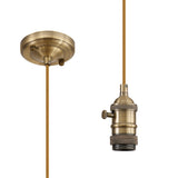 Rae Switched Pendant Light Kit 1.5m, 1 x E27, Antique Brass / Golden Brown Braided 2 Core Braided Cable