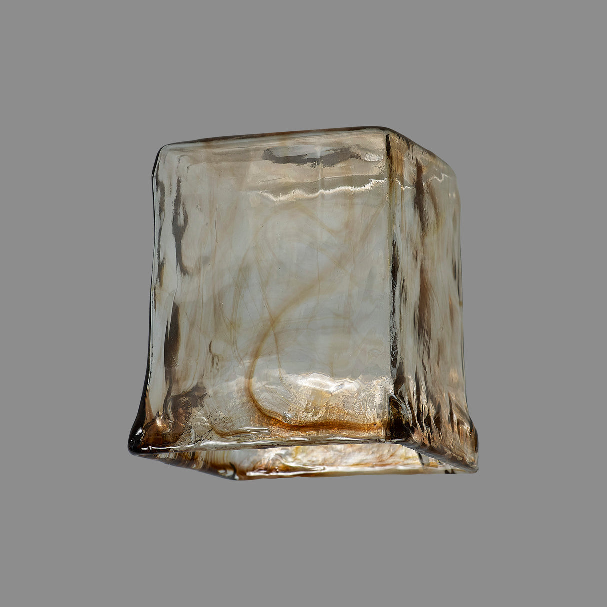 Rae Square Cloudy Glass Shade (B), Brown / Clear