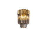 Longhorn 30cm Ceiling Round 3 Light E14, Brass / Smoke Sculpted Glass