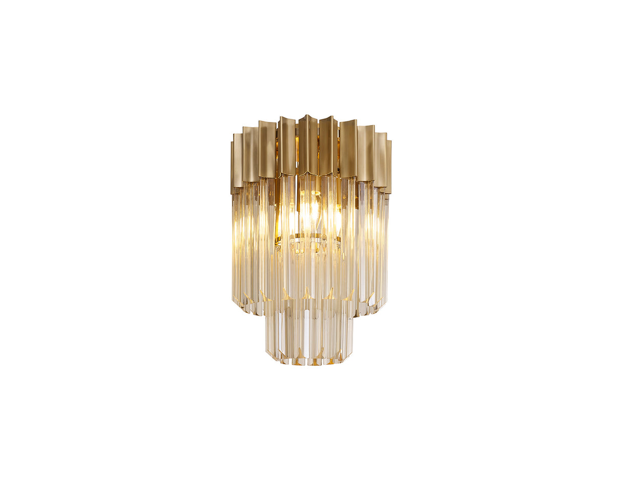 Longhorn 30cm Ceiling Round 3 Light E14, Brass / Cognac Sculpted Glass