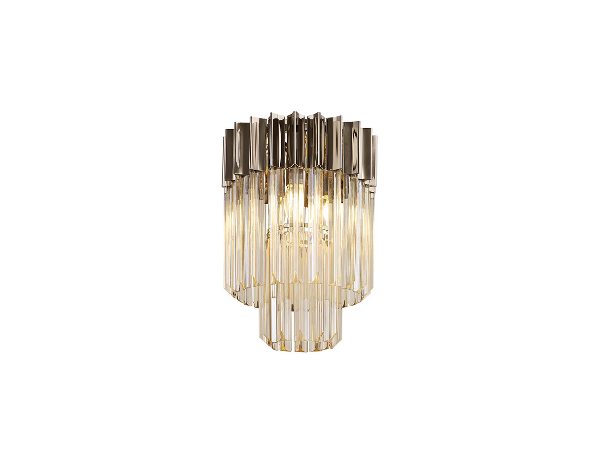 Longhorn 30cm Ceiling Round 3 Light E14, Polished Nickel / Cognac Sculpted Glass