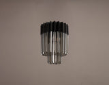 Longhorn 30cm Ceiling Round 3 Light E14, Matt Black / Smoke Sculpted Glass