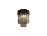 Longhorn 30cm Ceiling Round 3 Light E14, Matt Black / Smoke Sculpted Glass