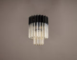 Longhorn 30cm Ceiling Round 3 Light E14, Matt Black / Cognac Sculpted Glass