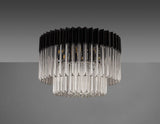 Longhorn 60cm Ceiling Round 7 Light E14, Matt Black / Clear Sculpted Glass, Item Weight: 15.3kg