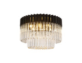 Longhorn 60cm Ceiling Round 7 Light E14, Matt Black / Clear Sculpted Glass, Item Weight: 15.3kg