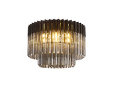 Longhorn 60cm Ceiling Round 7 Light E14, Matt Black / Smoke Sculpted Glass, Item Weight: 15.3kg