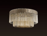 Longhorn 80cm Ceiling Round 12 Light E14, Polished Nickel / Cognac Sculpted Glass, Item Weight: 28.7kg