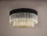 Longhorn 80cm Ceiling Round 12 Light E14, Matt Black / Cognac Sculpted Glass, Item Weight: 28.4kg