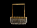 Longhorn 100 x 32cm Pendant Rectangle 5 Light E14, Brass / Smoke Sculpted Glass, Item Weight: 21.2kg