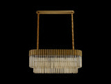 Longhorn 100 x 32cm Pendant Rectangle 5 Light E14, Brass / Cognac Sculpted Glass, Item Weight: 21kg