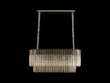 Longhorn 100 x 32cm Pendant Rectangle 5 Light E14, Polished Nickel / Cognac Sculpted Glass, Item Weight: 21kg