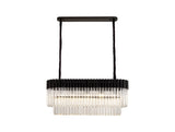 Longhorn 100 x 32cm Pendant Rectangle 5 Light E14, Matt Black / Clear Sculpted Glass, Item Weight: 21.2kg
