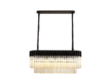 Longhorn 100 x 32cm Pendant Rectangle 5 Light E14, Matt Black / Cognac Sculpted Glass, Item Weight: 21kg
