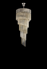 Longhorn 70cm Pendant Round 5 Layer Spiral 23 Light E14, Polished Nickel / Cognac Sculpted Glass, Item Weight: 57kg