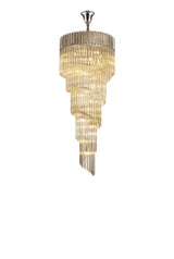Longhorn 70cm Pendant Round 5 Layer Spiral 23 Light E14, Polished Nickel / Cognac Sculpted Glass, Item Weight: 57kg