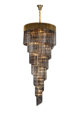 Longhorn 90cm Pendant Round 7 Layer Spiral 31 Light E14, Brass / Smoke Sculpted Glass, Item Weight: 93kg