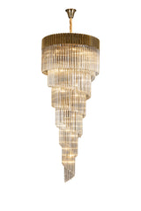 Longhorn 90cm Pendant Round 7 Layer Spiral 31 Light E14, Brass / Cognac Sculpted Glass, Item Weight: 93kg