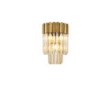 Longhorn 27.5 x H41cm Wall 3 Light E14, Brass / Cognac Sculpted Glass