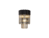 Longhorn 27.5 x H41cm Wall 3 Light E14, Matt Black / Smoke Sculpted Glass