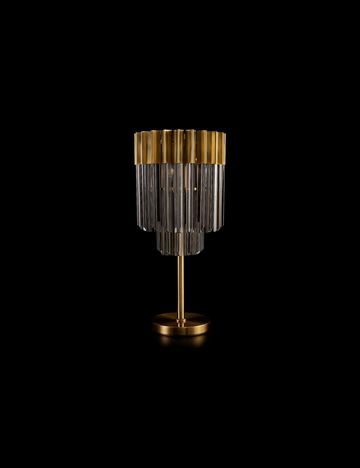 Longhorn 30 x H65cm Table Lamp 3 Light E14, Brass / Smoke Sculpted Glass