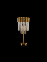 Longhorn 30 x H65cm Table Lamp 3 Light E14, Brass / Cognac Sculpted Glass