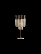 Longhorn 30 x H65cm Table Lamp 3 Light E14, Polished Nickel / Cognac Sculpted Glass