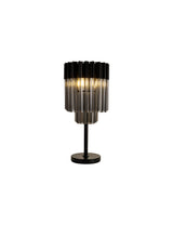 Longhorn 30 x H65cm Table Lamp 3 Light E14, Matt Black / Smoke Sculpted Glass