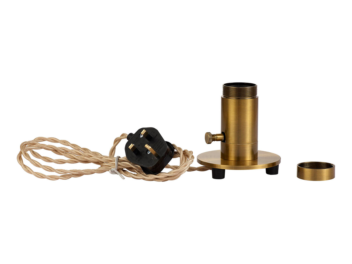 Robson Table Lamp 1 Light, Gilt Bronze With Pale Gold Braided Twisted Cable, E27 (Max 60W), Suitable For Shades & Cages