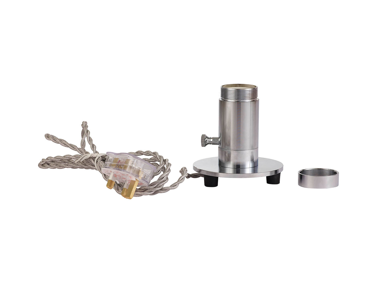 Robson Table Lamp 1 Light, Chrome With Silver Braided Twisted Cable, E27 (Max 60W), Suitable For Shades & Cages