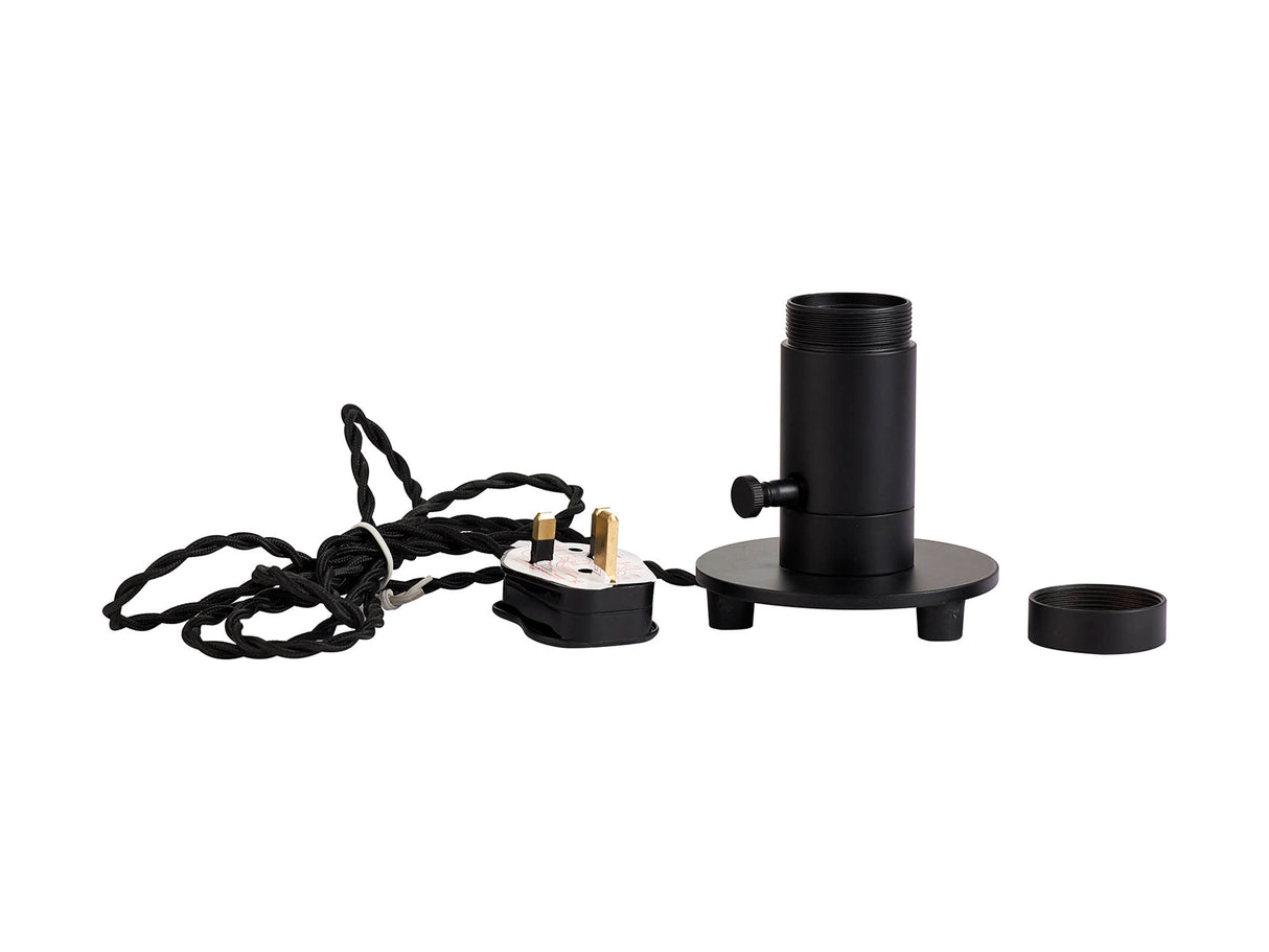 Robson Table Lamp 1 Light, Black With Black Braided Twisted Cable, E27 (Max 60W), Suitable For Shades & Cages