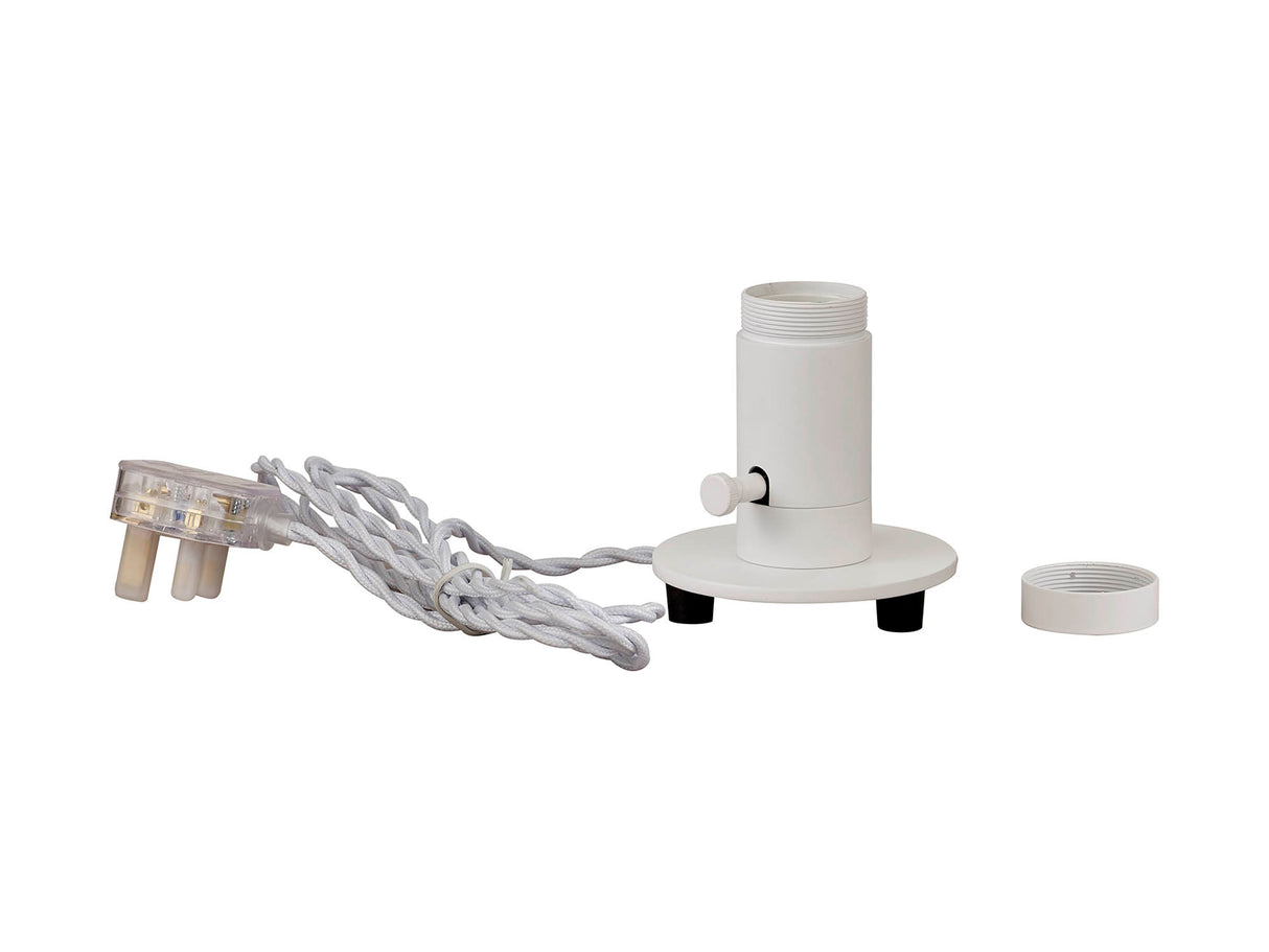 Robson Table Lamp 1 Light, White With White Braided Twisted Cable, E27 (Max 60W), Suitable For Shades & Cages