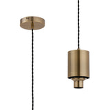 Rowell Pendant (FRAME ONLY), 1 x E27, Antique Brass/Black Braided Twisted Cable
