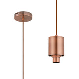 Rowell Pendant (FRAME ONLY), 1 x E27, Antique Copper/Brown Braided Cable