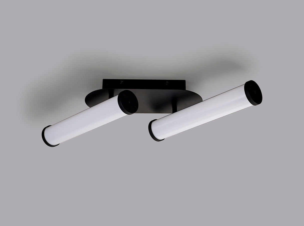 Wallace Ceiling Lamp, 2 x 9W LED, 4000K, 1153lm, IP44, Sand Black, 3yrs Warranty