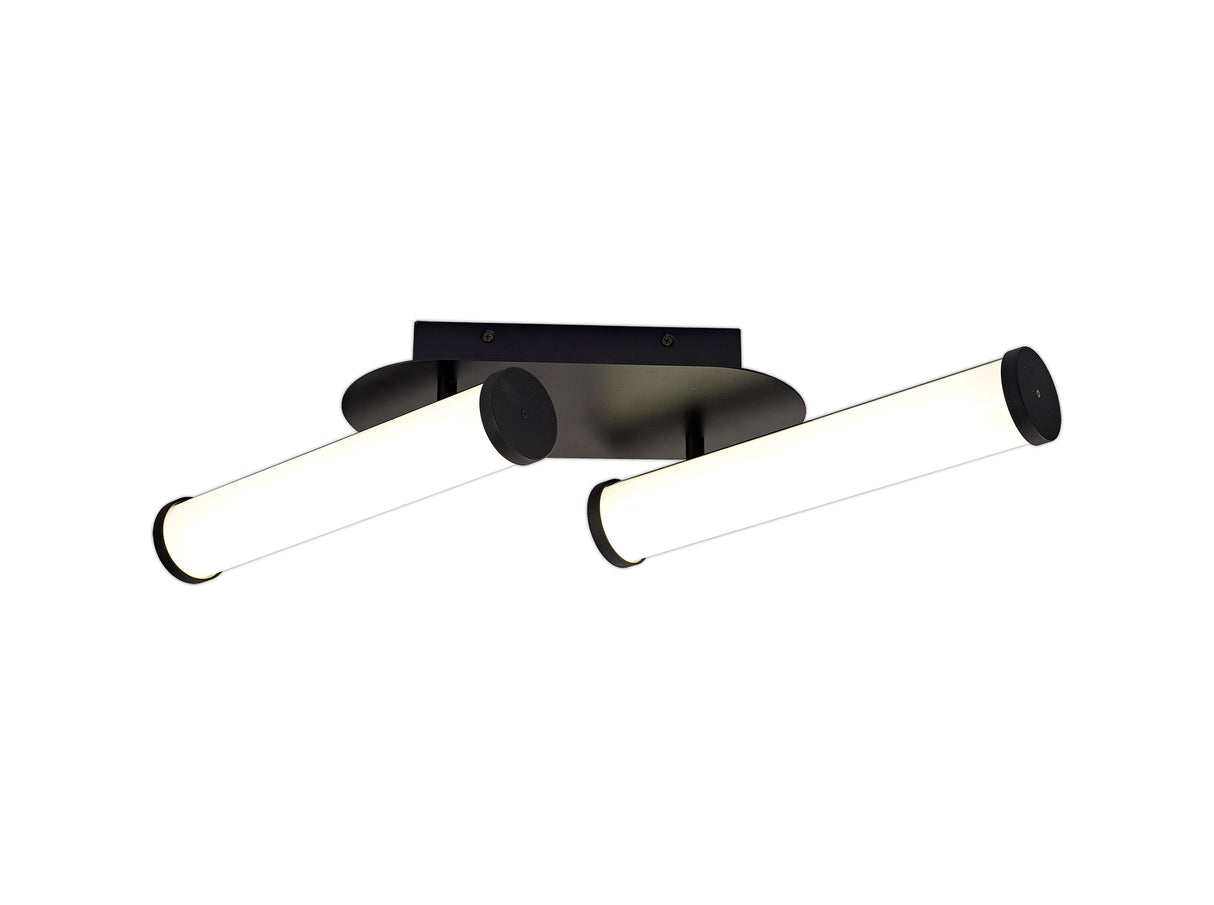 Wallace Ceiling Lamp, 2 x 9W LED, 4000K, 1153lm, IP44, Sand Black, 3yrs Warranty