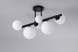 Ferguson Semi Flush Ceiling Light, 6 x G9, Satin Black, Opal Glass