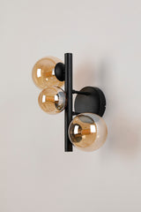 Ferguson Wall Lamp, 3 x G9, Satin Black, Amber Plated Glass
