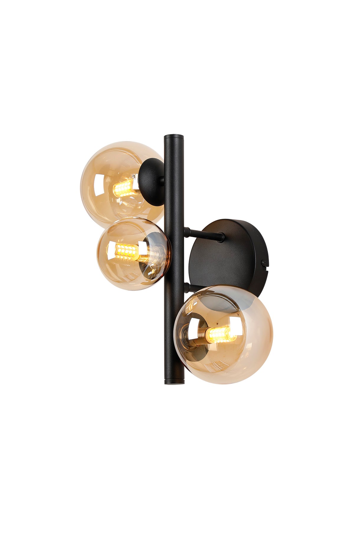 Ferguson Wall Lamp, 3 x G9, Satin Black, Amber Plated Glass