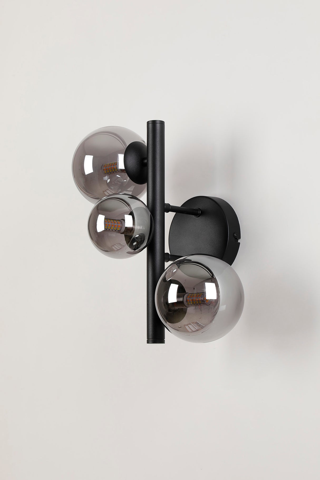 Ferguson Wall Lamp, 3 x G9, Satin Black, Smoke Plated Glass