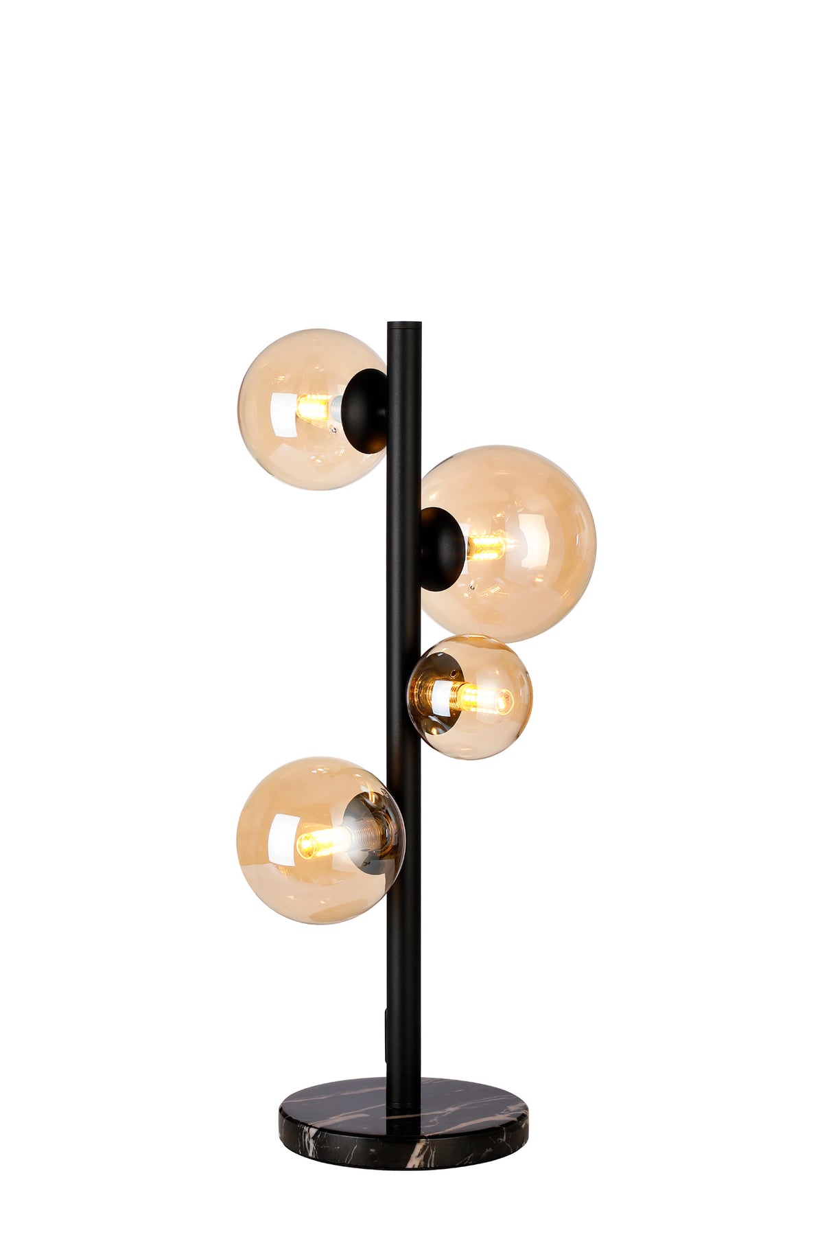 Ferguson Table Lamp, 4 x G9, Satin Black, Amber Plated Glass