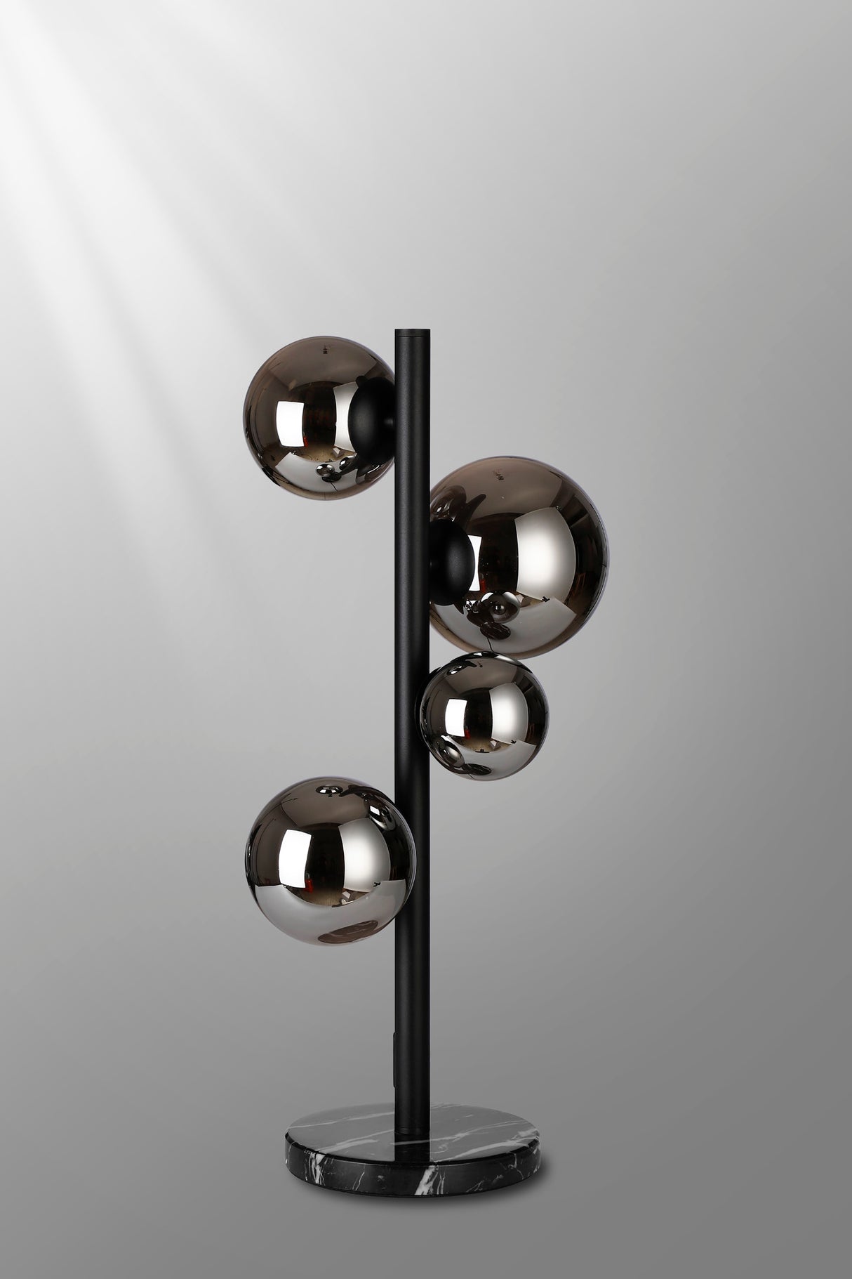 Ferguson Table Lamp, 4 x G9, Satin Black, Chrome Plated Glass