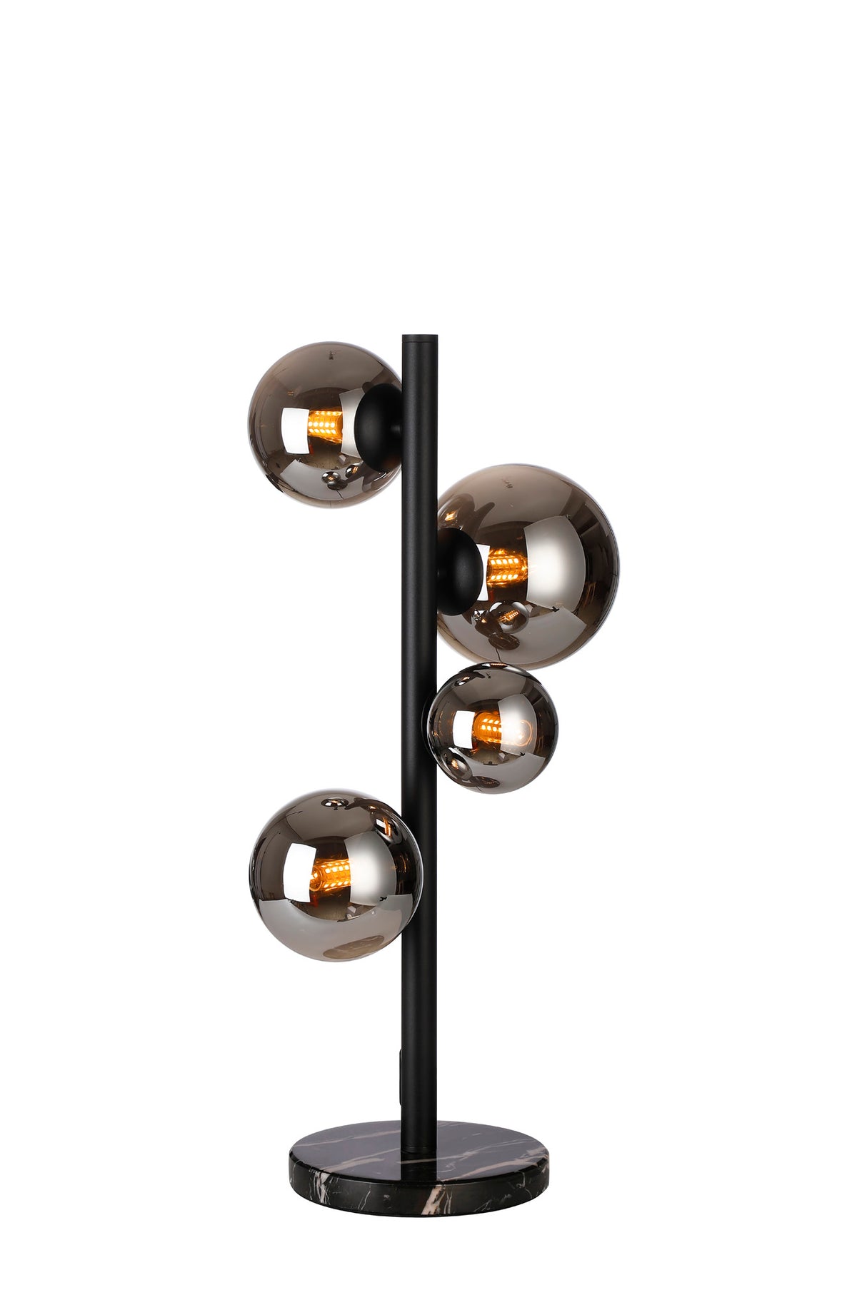 Ferguson Table Lamp, 4 x G9, Satin Black, Chrome Plated Glass