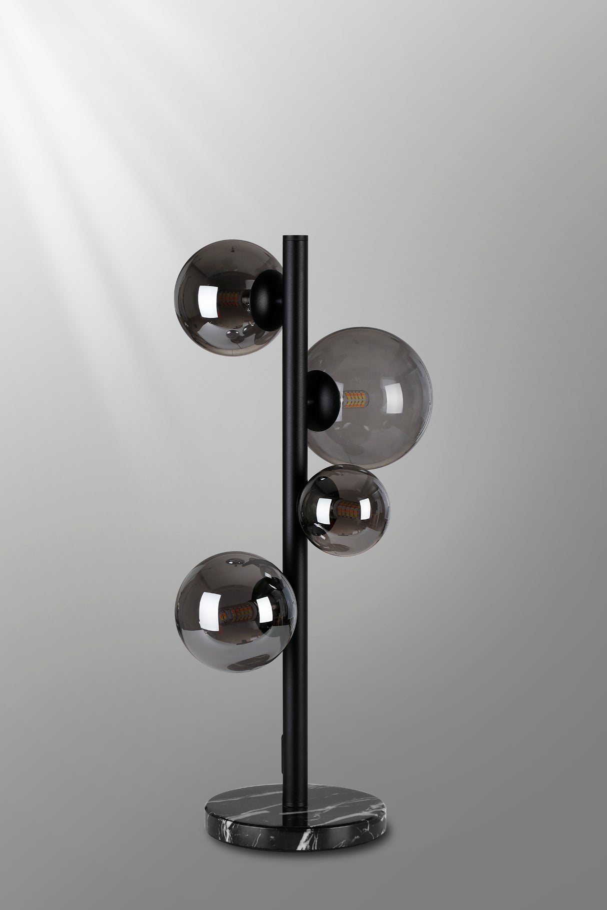 Ferguson Table Lamp, 4 x G9, Satin Black, Smoke Plated Glass
