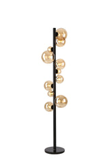 Ferguson Floor Lamp, 11 x G9, Satin Black, Amber Plated Glass